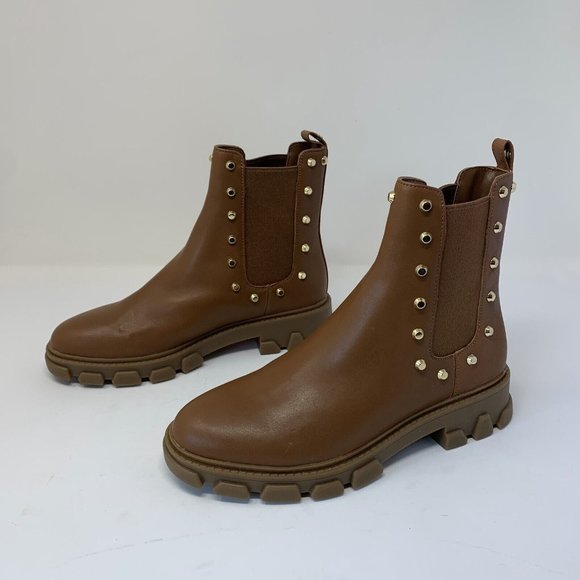 Michael Kors Ridley Gore Bootie Women's‎ 6.5M Luggage Leather Astor Studs S0488 - Picture 3 of 7